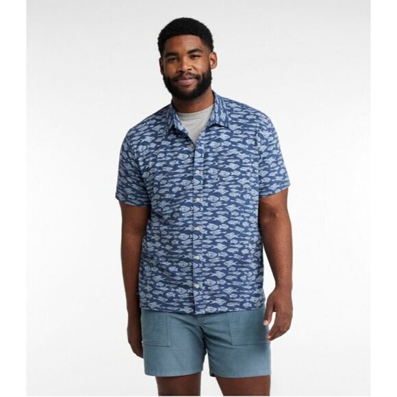 L.L. Bean Men's Shirt Lakewashed Performance Mariner Fish XL Button-Front - Picture 2 of 4